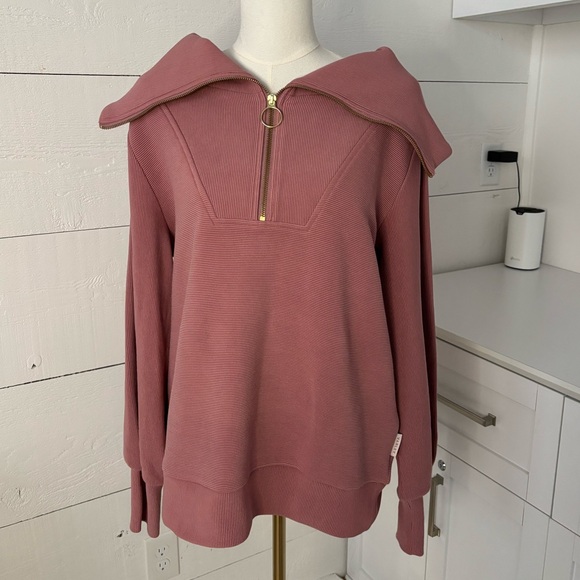 Varley Vine Half Zip Ottoman Sweatshirt Blush Pink Size S - Picture 3 of 6